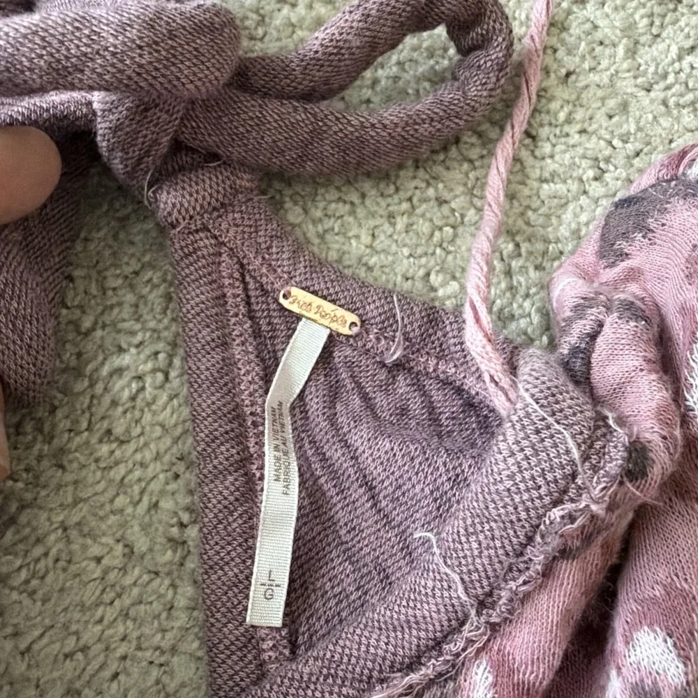 Free People FP Womens No Ordinary Top in Dusty Rose Combo Size L 3/4 Sleeve